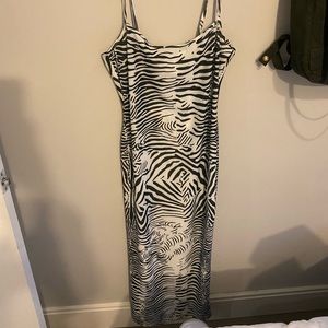 Midi Zebra Stripe Sheer Dress